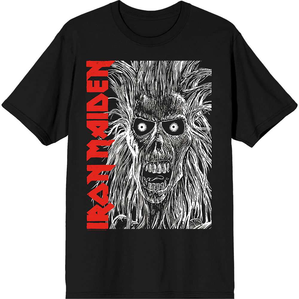 Iron Maiden - Eponymous Face Red Logo Heren T-shirt - Zwart